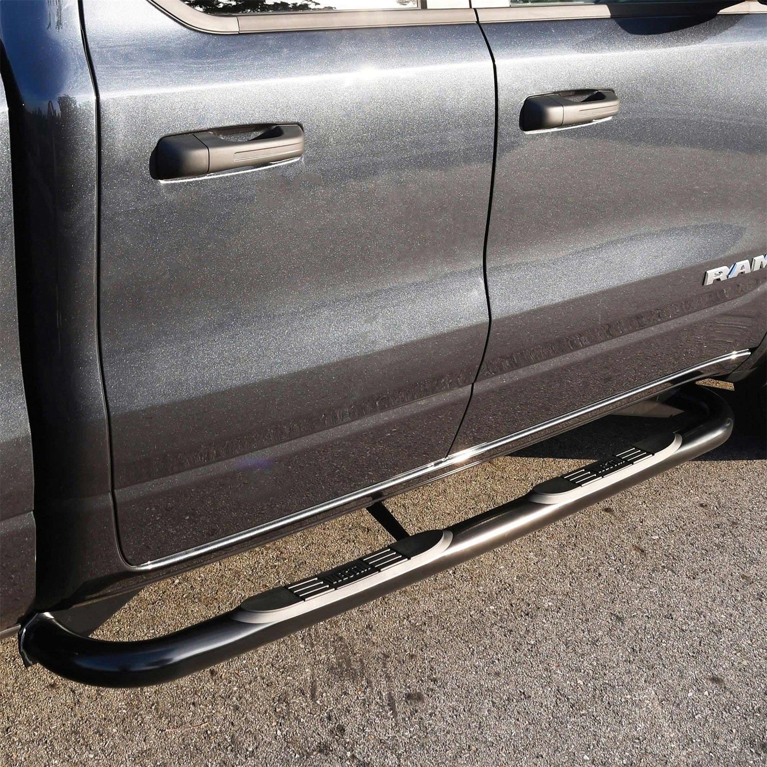 Westin 23 - 4085 2019 - 2024 Dodge Ram 1500 E - Series 3 in. Round Nerf Step Bars - Dual Step Pad - 72 in. Long - Rugged Truck Gear