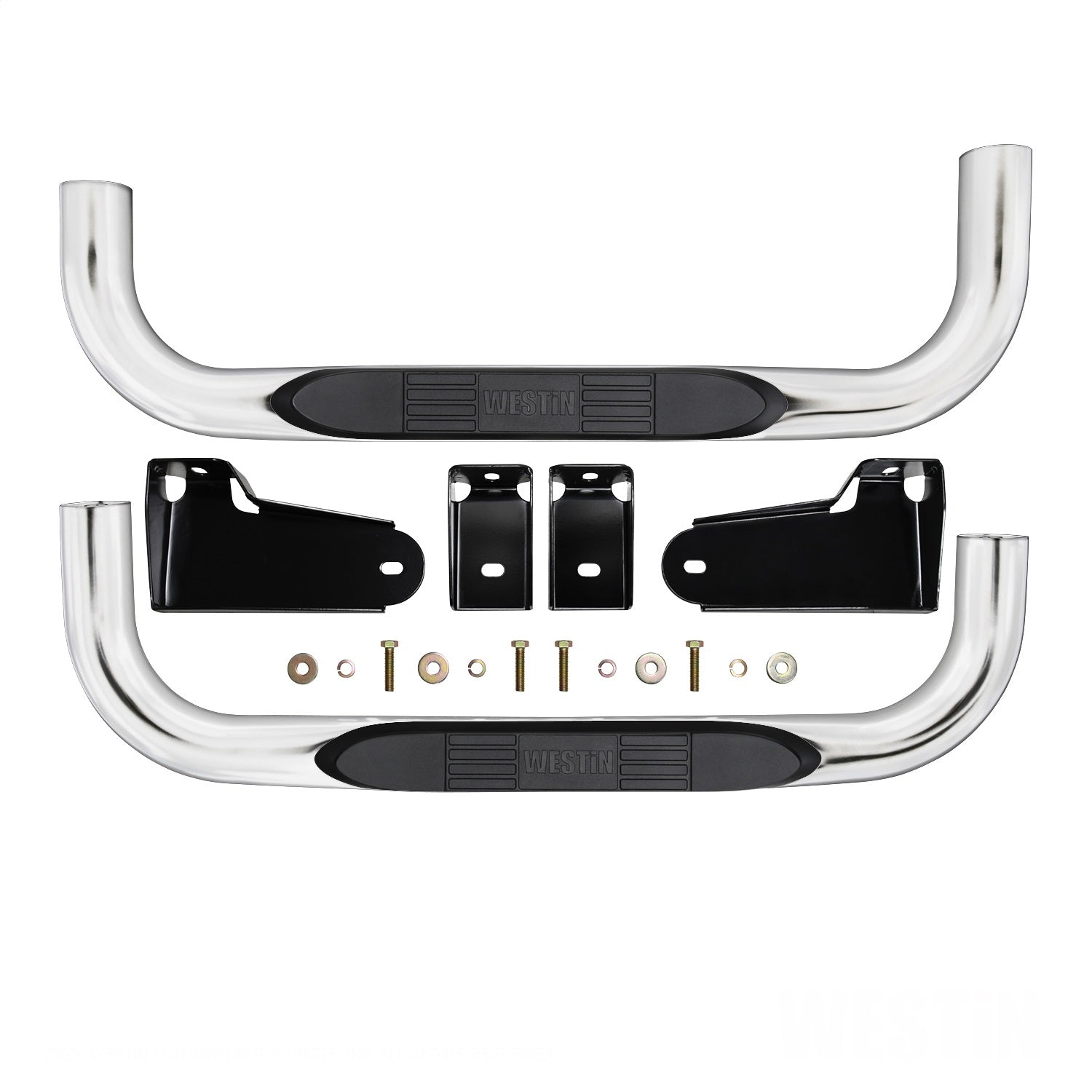Westin 23 - 4110 2019 - 2024 GMC Sierra 1500 E - Series 3 in. Round Nerf Step Bars - 72 in. Long - Rugged Truck Gear