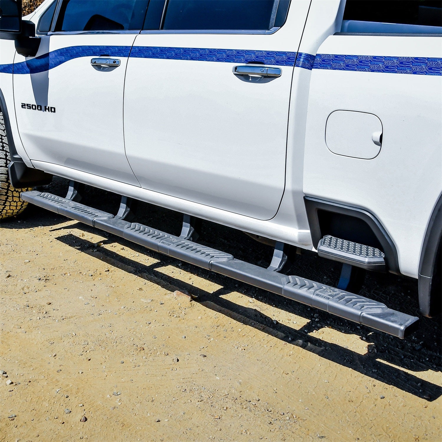 Westin 28 - 5234765 2020 - 2023 Chevy Silverado 2500/3500 HD R5 M - Series XD Wheel - to - Wheel Nerf Step Bars - 72 in. Long - Rugged Truck Gear