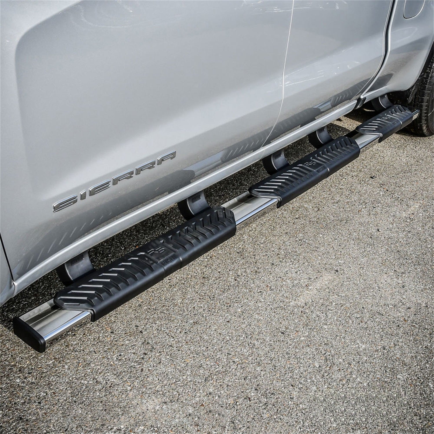 Westin 28 - 534680 2019 - 2023 GMC Sierra 1500 R5 M - Series 5 in. Wheel - to - Wheel Nerf Step Bars - 72 in. Long - Rugged Truck Gear