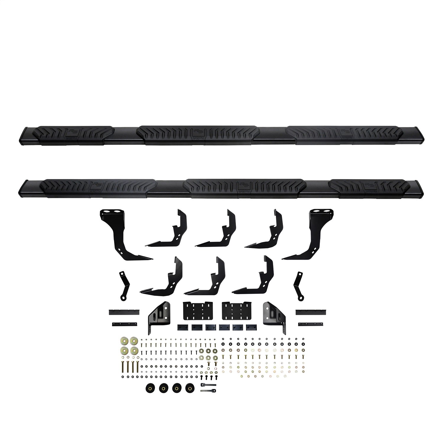 Westin 28 - 534685 2019 - 2023 GMC Sierra 1500 R5 M - Series 5 in. Wheel - to - Wheel Nerf Step Bars - 97 in. Long - Rugged Truck Gear
