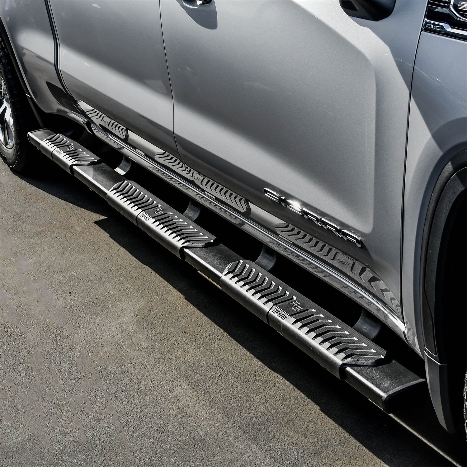 Westin 28 - 534695 2019 - 2023 GMC Sierra 1500 R5 M - Series 5 in. Wheel - to - Wheel Nerf Step Bars - 97 in. Long - Rugged Truck Gear
