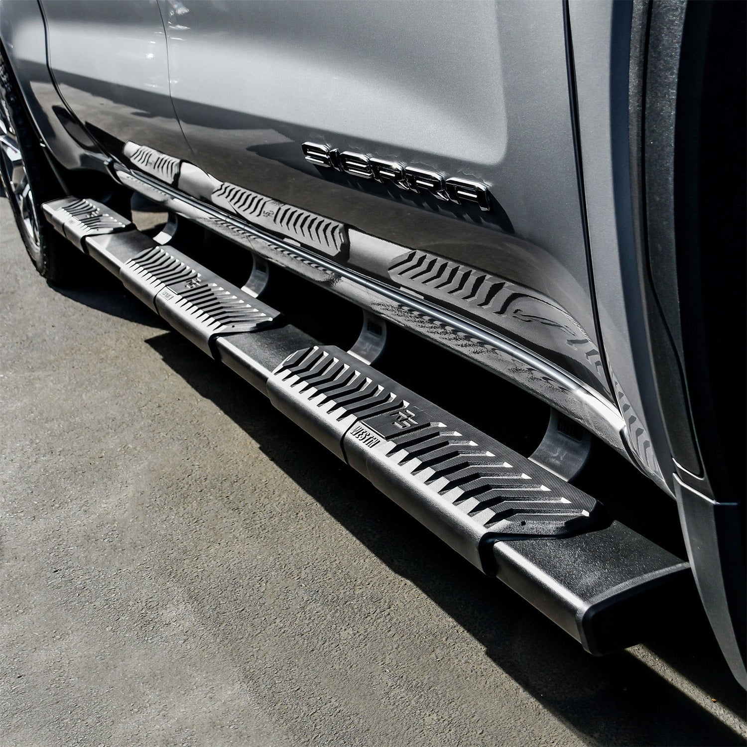 Westin 28 - 534695 2019 - 2023 GMC Sierra 1500 R5 M - Series 5 in. Wheel - to - Wheel Nerf Step Bars - 97 in. Long - Rugged Truck Gear