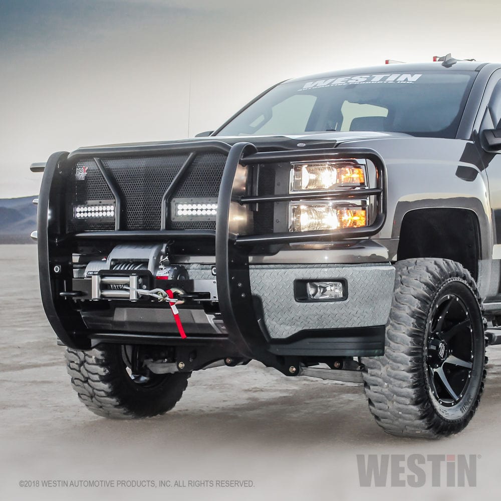 Westin 57 - 93685 Chevy Silverado 1500 2014 - 2015 HDX Winch Mount Grille Black - Rugged Truck Gear