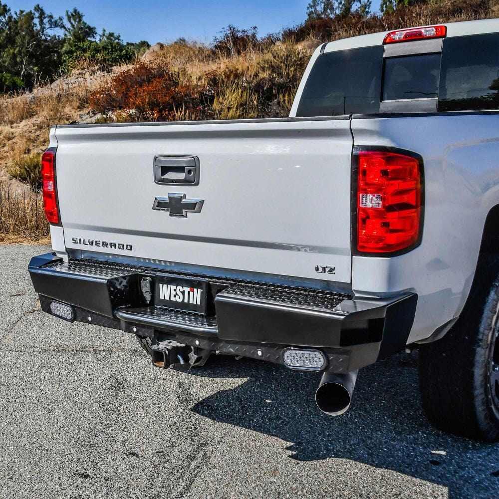 Westin 58 - 341155 Chevy Silverado 2500/3500 HD 2015 - 2019 HDX Bandit Rear Bumper Black Finish - Rugged Truck Gear