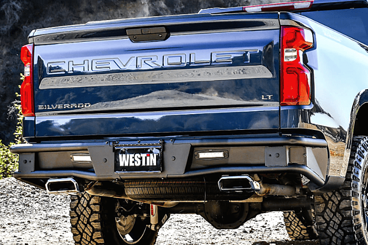 Westin 58 - 81215 Chevy Silverado 1500 2019 - 2022 Outlaw Rear Bumper Black Finish - Rugged Truck Gear